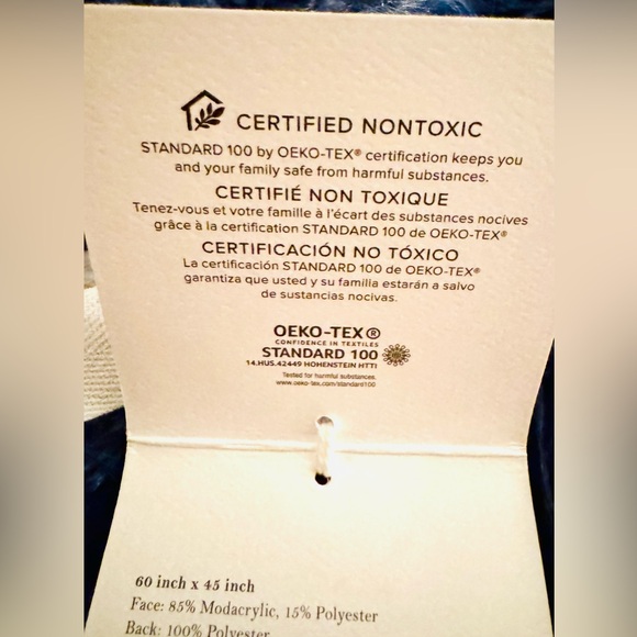 Pottery Barn Mongolian Faux Fur Throw Blanket Navy Blue Cozy Fuzzy Comfy - Picture 8 of 8